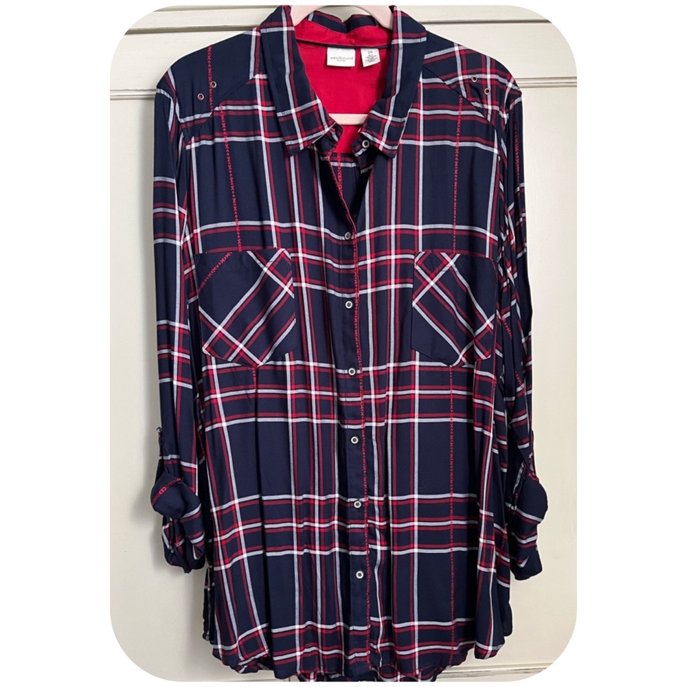 PLUS plaid button up - Picture 2 of 2